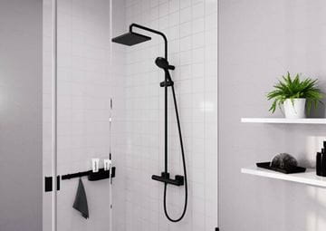 HANSGROHE VERNIS SHAPE SHOWERPIPE 230 sprchový set s termostatickou batériou, horná sprcha, ručná sprcha s 2 prúdmi, tyč, hadica, EcoSmart, matná čierna 26097670 Obrázek - fotka
