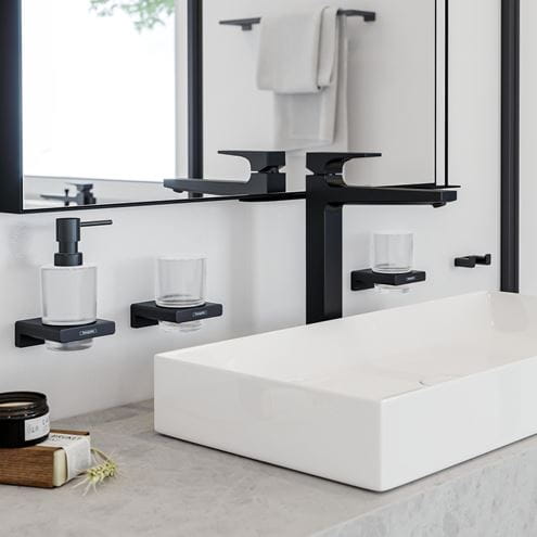 HANSGROHE ADDSTORIS dávkovač tekutého mydla, sklo, matná čierna 41745670 Obrázek - fotka