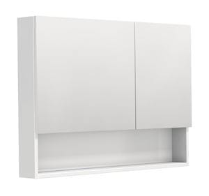 INTEDOOR BARI zrkadlová skrinka 100x72x14 cm, s vypínačom a el. zásuvkou, MDF, lesklá biela