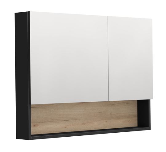 INTEDOOR BARI zrkadlová skrinka 100x72x14 cm, s vypínačom a el. zásuvkou, MDF, matná čierna/dub anniversary BAZSN100A3686/A02 Obrázek - Hlavní obrázek