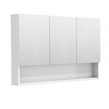 INTEDOOR BARI zrkadlová skrinka 120x72x14 cm, s vypínačom a el. zásuvkou, MDF, lesklá biela