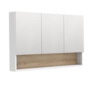 INTEDOOR BARI zrkadlová skrinka 120x72x14 cm, s vypínačom a el. zásuvkou, MDF, lesklá biela/dub anniversary
