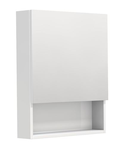 INTEDOOR BARI zrkadlová skrinka 60x72x14 cm, s vypínačom a el. zásuvkou, pánty vľavo, MDF, lesklá biela BAZSN60LA0016 Obrázek - Hlavní obrázek