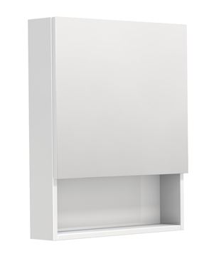 INTEDOOR BARI zrkadlová skrinka 60x72x14 cm, s vypínačom a el. zásuvkou, pánty vľavo, MDF, lesklá biela