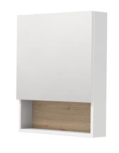 INTEDOOR BARI zrkadlová skrinka 60x72x14 cm, s vypínačom a el. zásuvkou, pánty vpravo, MDF, lesklá biela/dub anniversary