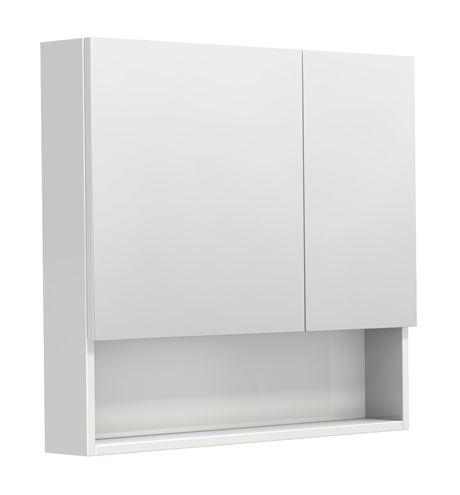 INTEDOOR BARI zrkadlová skrinka 80x72x14 cm, s vypínačom a el. zásuvkou, MDF, lesklá biela BAZSN80A0016 Obrázek - Hlavní obrázek