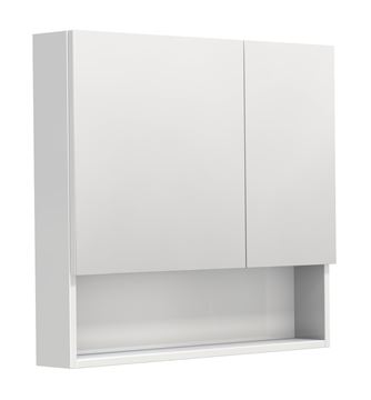 INTEDOOR BARI zrkadlová skrinka 80x72x14 cm, s vypínačom a el. zásuvkou, MDF, lesklá biela