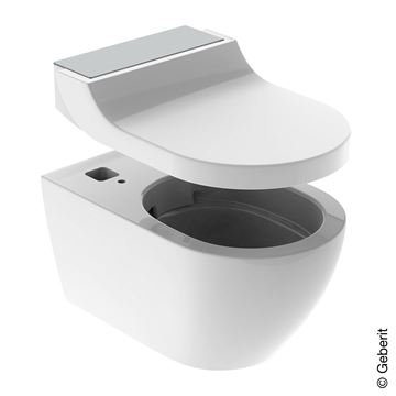 GEBERIT AQUACLEAN TUMA COMFORT bidetové sedadlo, SoftOpening, biela/kefovaná nerez 146.270.FW.1 Obrázek - fotka