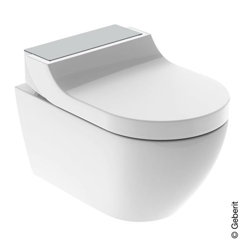 GEBERIT AQUACLEAN TUMA COMFORT závesné WC s bidetovým sedadlom, SoftOpening, Rimless, KeraTect, biela/kefovaná nerez 146.290.FW.1 Obrázek - Hlavní obrázek