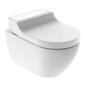 GEBERIT AQUACLEAN TUMA COMFORT závesné WC s bidetovým sedadlom, SoftOpening, Rimless, KeraTect, biela/biele sklo