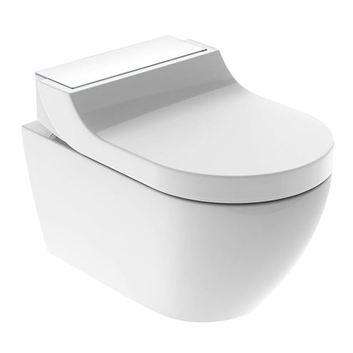 GEBERIT AQUACLEAN TUMA COMFORT závesné WC s bidetovým sedadlom, SoftOpening, Rimless, KeraTect, biela/biele sklo 146.290.SI.1 Obrázek - Hlavní obrázek