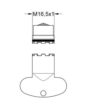KLUDI perlátor M16,5x1, vonkajší závit, integrovaný 7426600-00 Technický nákres