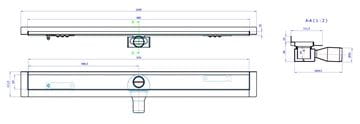CONCEPT 50 sprchový žľab 985 mm, k stene, bočný odtok pr. 50 mm, bez roštu, nerez oceľ 413964 Technický nákres