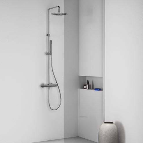 RAVAK ESPIRIT ES 091.60GLB sprchový set s termostatickou batériou, horná sprcha, ručná sprcha, tyč, hadica, kartáčované zlato X070614 Obrázek - fotka
