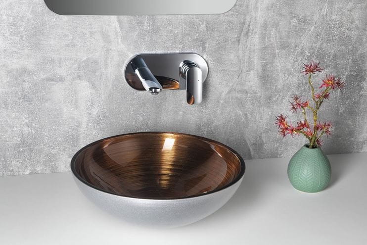 SAPHO MURANO umývadlová misa Wenge 40 cm, bez prepadu, sklo, medená/strieborná AL5318-66 Obrázek - fotka