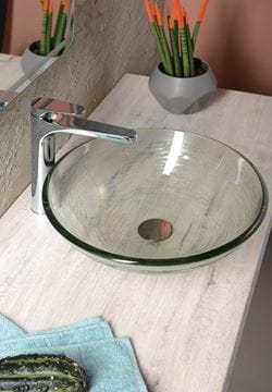 SAPHO BEAUTY umývadlová misa Ripple 42 cm, bez prepadu, sklo, číra s dekorom 2501-18 Obrázek - fotka