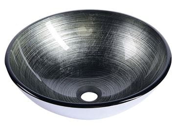 SAPHO BEAUTY umývadlová misa Damar 42 cm, bez prepadu, sklo, tmavo šedá/strieborná