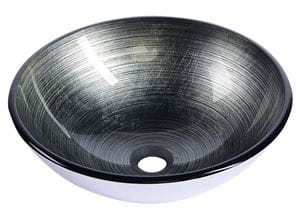SAPHO BEAUTY umývadlová misa Damar 42 cm, bez prepadu, sklo, tmavo šedá/strieborná