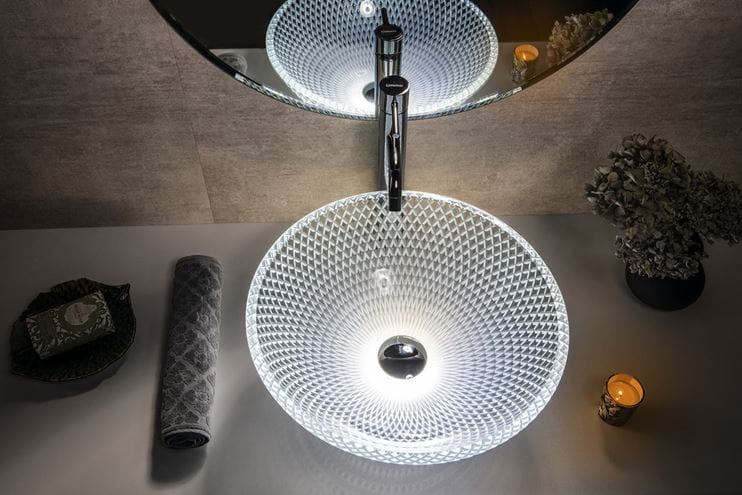 SAPHO BEAUTY umývadlová misa Puketa 42 cm, bez prepadu, sklo, číra gravírovaná  TY165 Obrázek - fotka