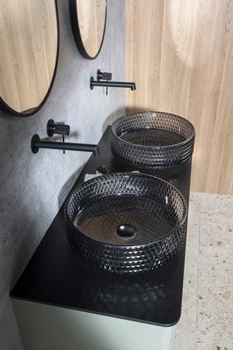 SAPHO BEAUTY umývadlo na dosku Maragua 39,5 cm, bez prepadu, sklo, čierna gravírovaná  TY214 Obrázek - fotka