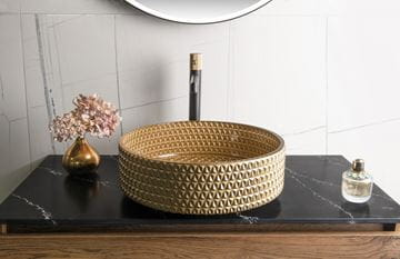 SAPHO BEAUTY umývadlo na dosku Maragua 39,5 cm, bez prepadu, sklo, zlatá gravírovaná TY214Z Obrázek - fotka