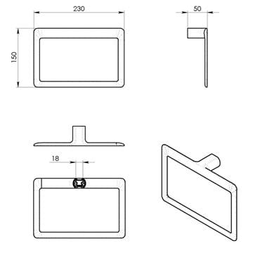 GEDY PIRENEI držiak uteráka 230 mm, matná zlatá PI7088 Technický nákres