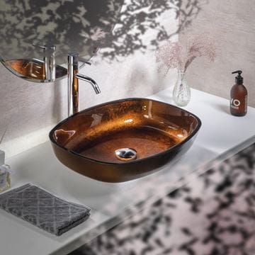 SAPHO BEAUTY umývadlo na dosku Kvaore 54 cm, bez prepadu, sklo, medená TY223 Obrázek - fotka