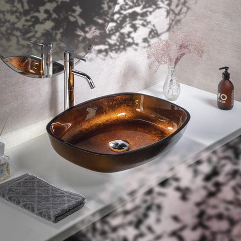 SAPHO BEAUTY umývadlo na dosku Kvaore 54 cm, bez prepadu, sklo, medená TY223 Obrázek - fotka
