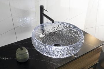 SAPHO BEAUTY umývadlová misa Gaviota 42 cm, bez prepadu, sklo, čierna gravírovaná TY306 Obrázek - fotka
