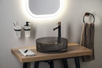 SAPHO BEAUTY umývadlová misa Anhelo 40 cm, bez prepadu, sklo, čierna gravírovaná TY317B Obrázek - fotka