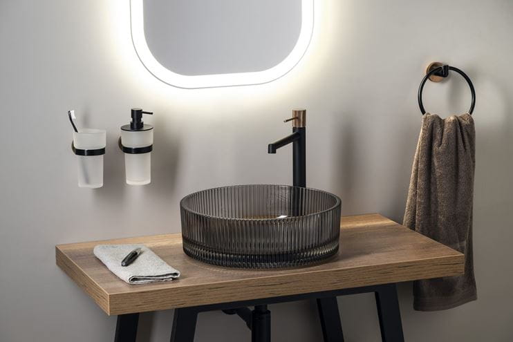 SAPHO BEAUTY umývadlová misa Anhelo 40 cm, bez prepadu, sklo, čierna gravírovaná TY317B Obrázek - fotka