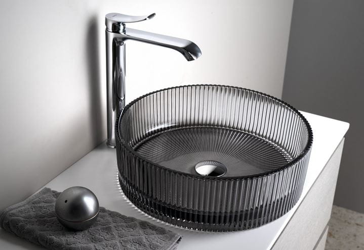SAPHO BEAUTY umývadlová misa Anhelo 40 cm, bez prepadu, sklo, čierna gravírovaná TY317B Obrázek - fotka