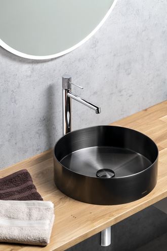 SAPHO AURUM umývadlová misa 38 cm, bez prepadu, nerez, gun metal AU101 Obrázek - fotka