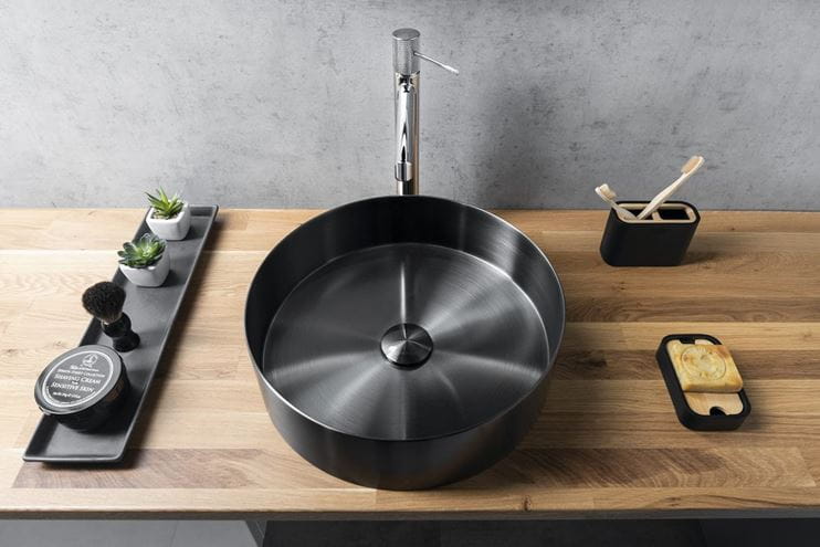 SAPHO AURUM umývadlová misa 38 cm, bez prepadu, nerez, gun metal AU101 Obrázek - fotka