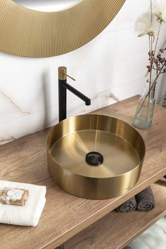 SAPHO AURUM umývadlová misa 38 cm, bez prepadu, nerez, matná zlatá AU201 Obrázek - fotka