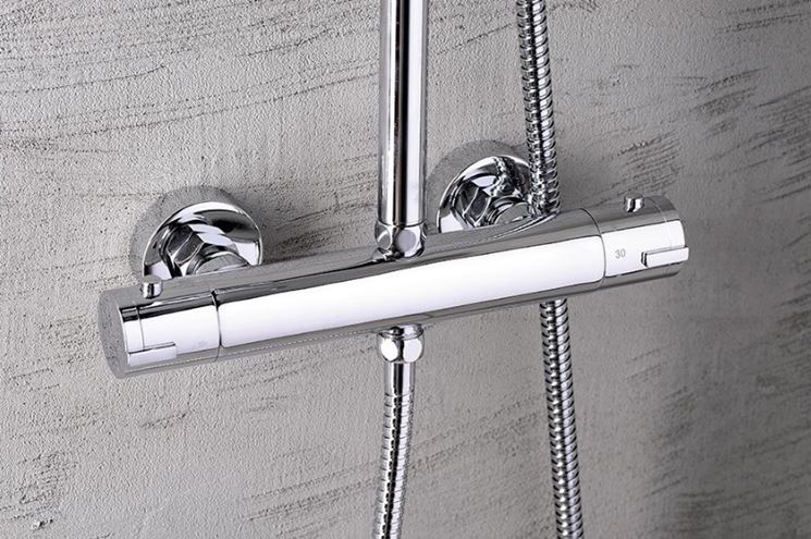 AQUALINE LIGA sprchový set s termostatickou batériou, horná sprcha, ručná sprcha s 3 prúdmi, teleskopická tyč, hadica, chróm SL533 Obrázek - fotka