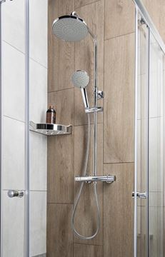 AQUALINE LIGA sprchový set s termostatickou batériou, horná sprcha, ručná sprcha s 3 prúdmi, teleskopická tyč, hadica, chróm SL533 Obrázek - fotka