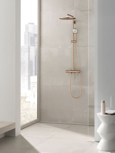 GROHE EUPHORIA SYSTEM 310 sprchový set s termostatickou batériou, horná sprcha, ručná sprcha s 3 prúdmi, tyč, hadica, kartáčovaný warm sunset 26075DL0 Obrázek - fotka
