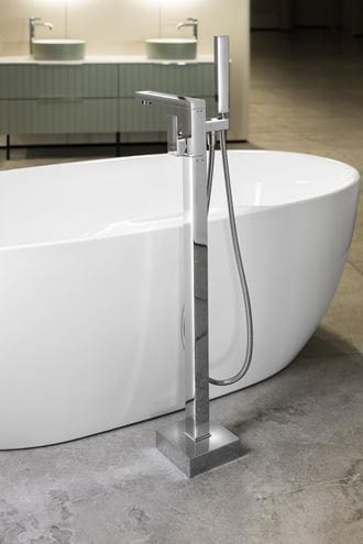 SAPHO CUBEMIX vaňová batéria na podlahu, s prepínačom, so sprchovou súpravou, chróm CM021 Obrázek - fotka