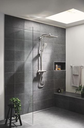 GROHE RAINSHOWER SMARTACTIVE 310 CUBE sprchový set s termostatickou batériou, horná sprcha, ručná sprcha s 3 prúdmi, tyč, hadica, Water Saving, supersteel 26837DC0 Obrázek - fotka