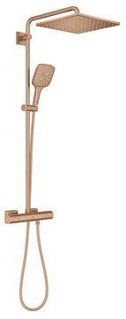 GROHE RAINSHOWER SMARTACTIVE 310 CUBE sprchový set s termostatickou batériou, horná sprcha, ručná sprcha s 3 prúdmi, tyč, hadica, Water Saving, kartáčovaný warm sunset