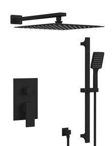 SAPHO CUBEMIX sprchový set s podomietkovou batériou, horná sprcha, ručná sprcha, tyč, hadica, matná čierna