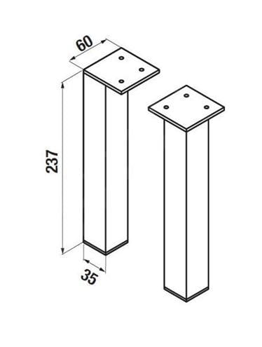 JIKA CUBE nohy k nábytku, 1 pár, chróm H4944021760001 Technický nákres