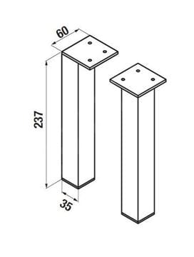 JIKA CUBE nohy k nábytku, 1 pár, chróm H4944021760001 Technický nákres