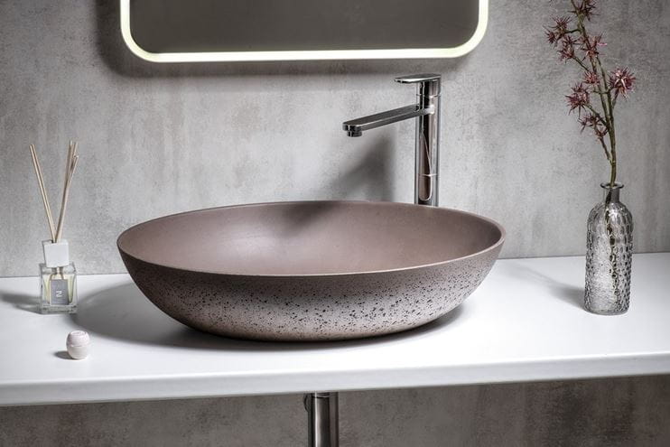 SAPHO FORMIGO umývadlová misa 60 cm, bez prepadu, betón, tmavo hnedá FG215 Obrázek - fotka