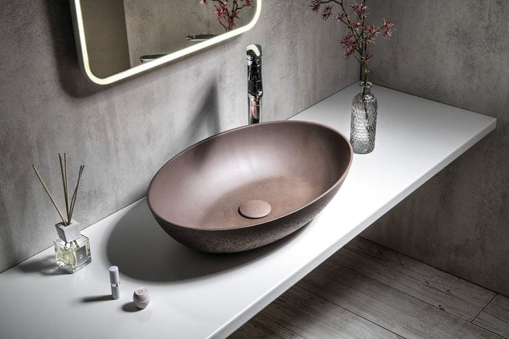 SAPHO FORMIGO umývadlová misa 60 cm, bez prepadu, betón, tmavo hnedá FG215 Obrázek - fotka