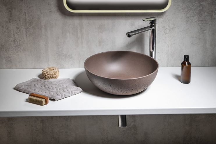 SAPHO FORMIGO umývadlová misa 39 cm, bez prepadu, betón, tmavo hnedá FG315 Obrázek - fotka