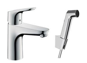 HANSGROHE FOCUS umývadlová stojanková batéria, s odtokovou súpravou a bidetovou sprškou, EcoSmart, chróm