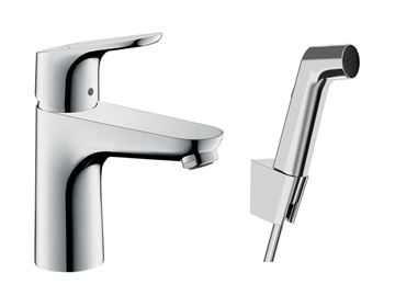HANSGROHE FOCUS umývadlová stojanková batéria, s odtokovou súpravou a bidetovou sprškou, EcoSmart, chróm