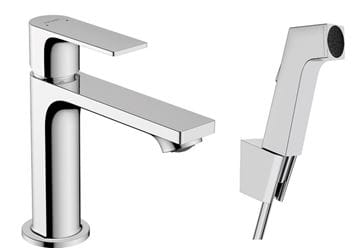HANSGROHE REBRIS E umývadlová stojanková batéria s bidetovou sprškou, EcoSmart, chróm